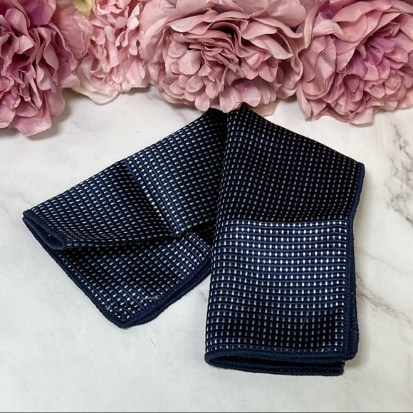 Handmade Wood Butterfly Bow Tie Cufflinks Navy Blue Pocket Square Set - Picture 11 of 16